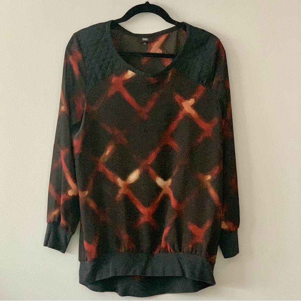 Mossimo black and brown long sleeve blouse